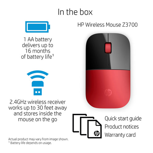 HP Z3700 Red Wireless Mouse HP Z3700 Red Wireless Mouse
